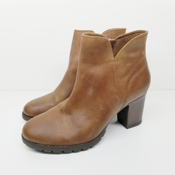 Clarks Shoes - Clarks Collection Brown Ankle Chunky Heel Boots